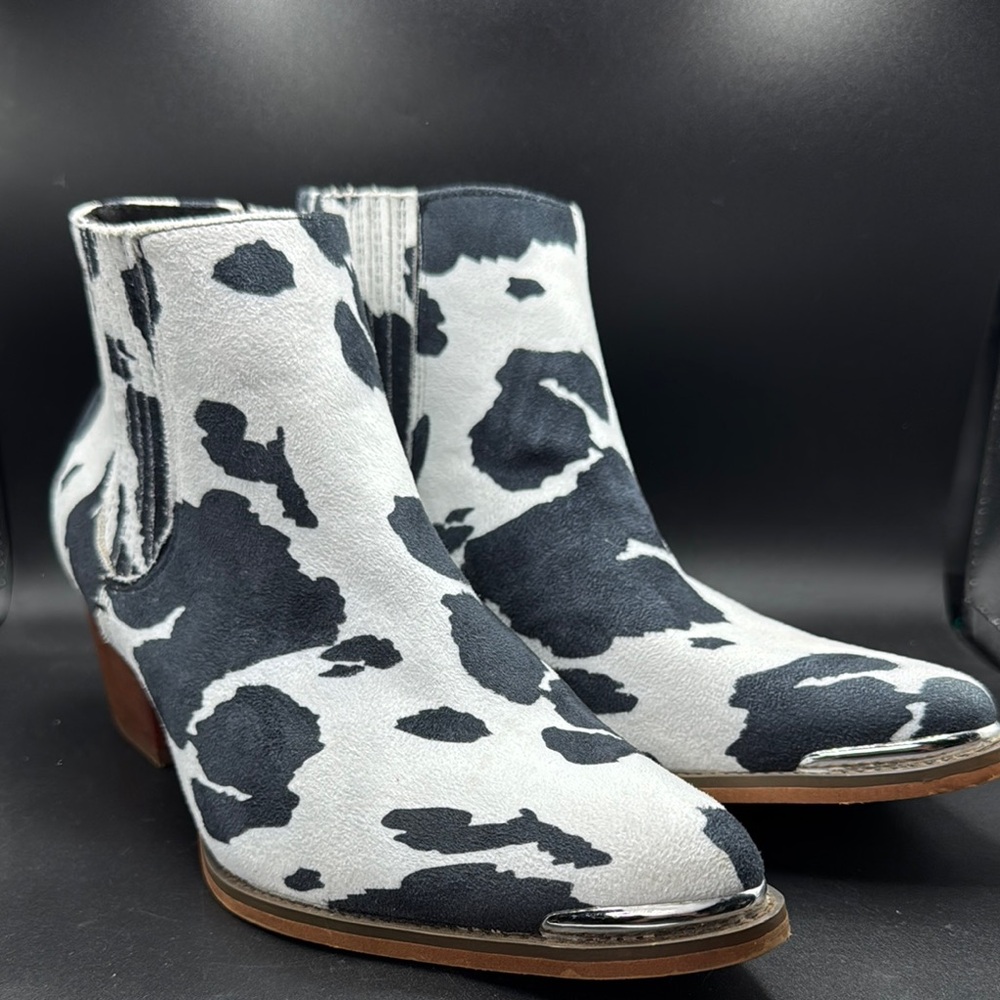 Cow Print Ankle Booties